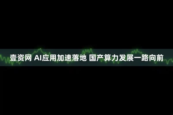 壹资网 AI应用加速落地 国产算力发展一路向前
