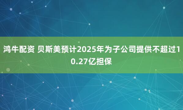 鸿牛配资 贝斯美预计2025年为子公司提供不超过10.27亿担保
