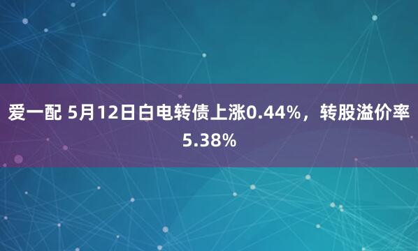 爱一配 5月12日白电转债上涨0.44%，转股溢价率5.38%
