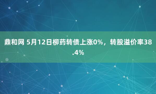 鼎和网 5月12日柳药转债上涨0%，转股溢价率38.4%