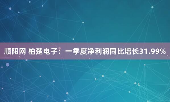 顺阳网 柏楚电子：一季度净利润同比增长31.99%